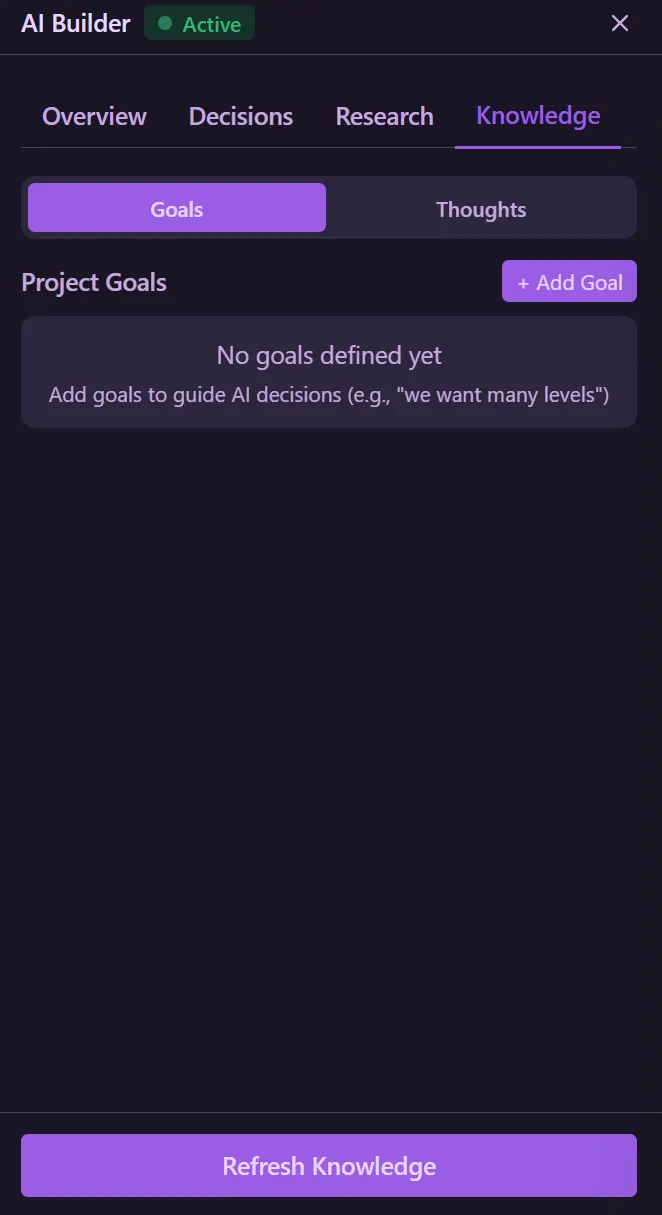 AI Builder Knowledge tab