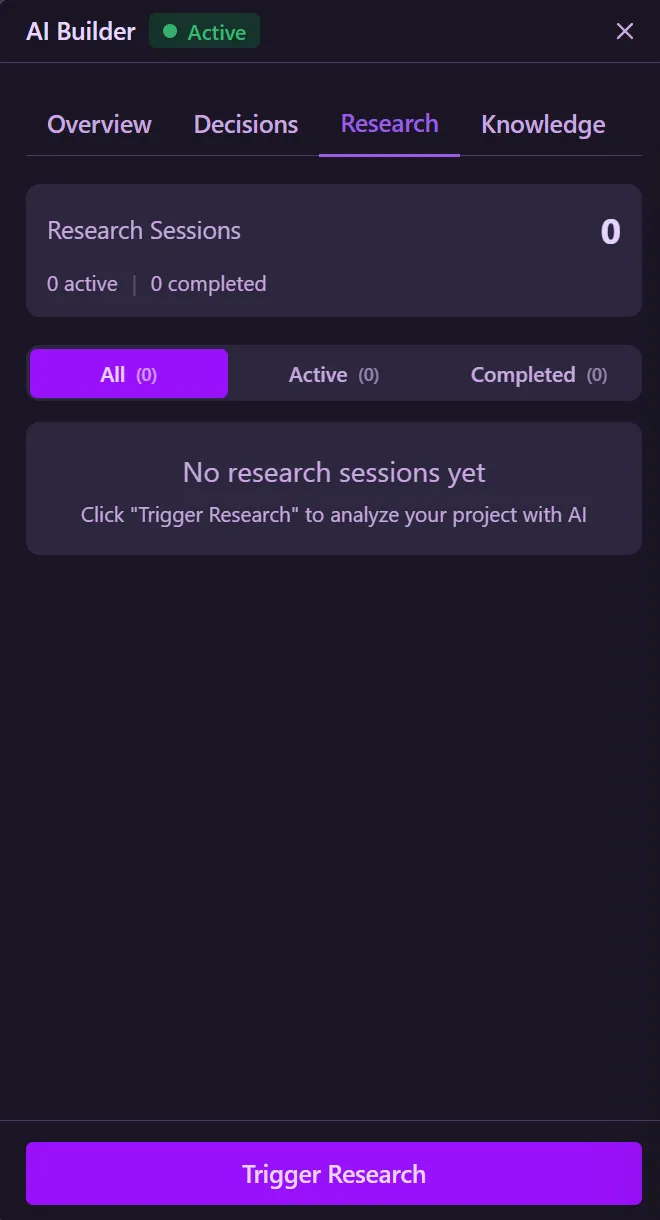 AI Builder Research tab