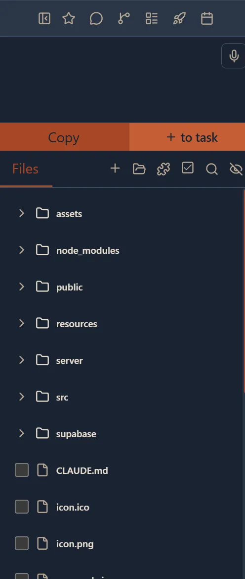 Project Sidebar showing file tree, icon buttons, and panel navigation
