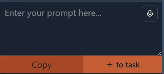 Prompt Box with Copy and Add to Task buttons