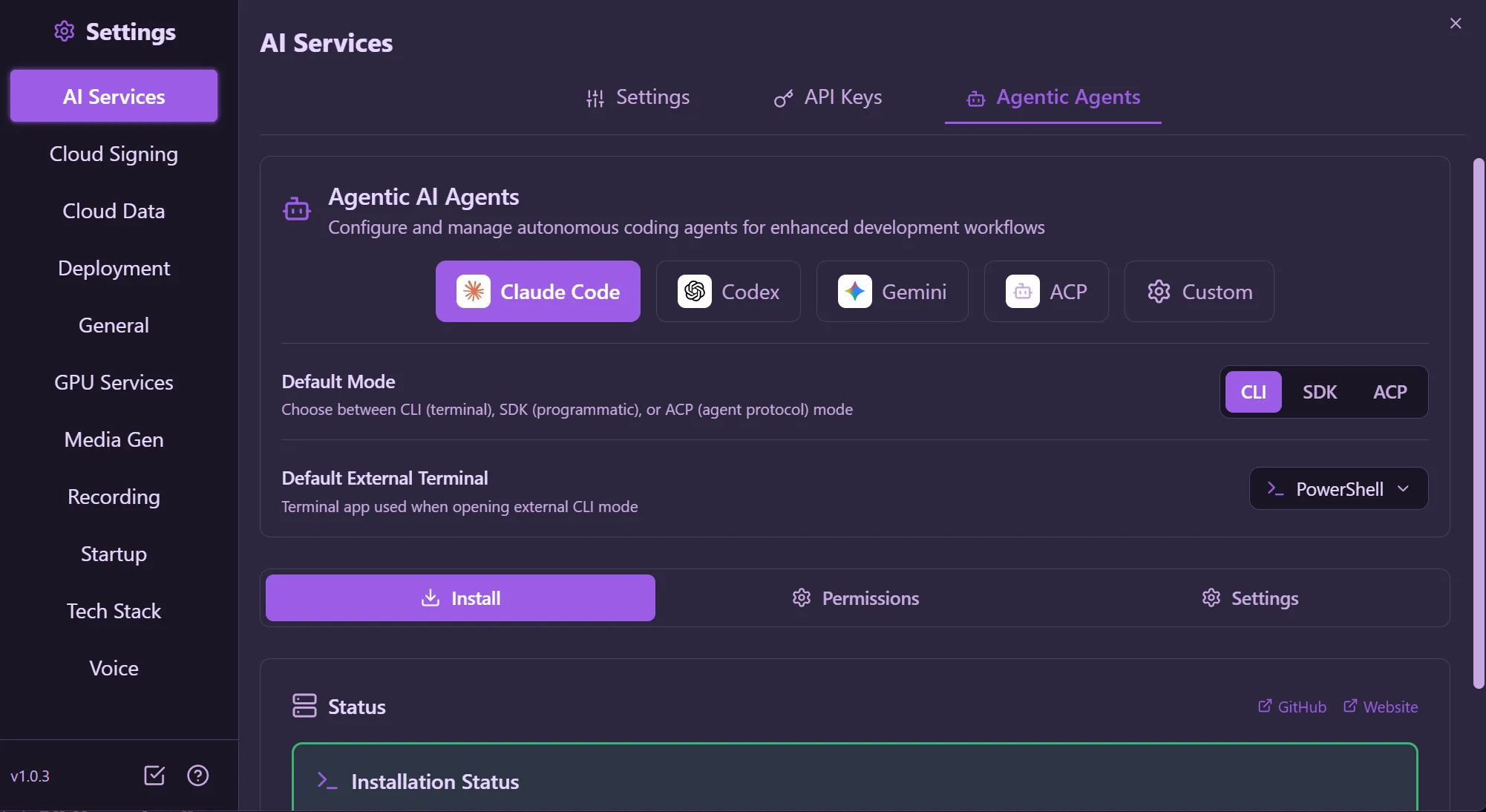 Agentic Agents — configure coding agents, modes, and permissions