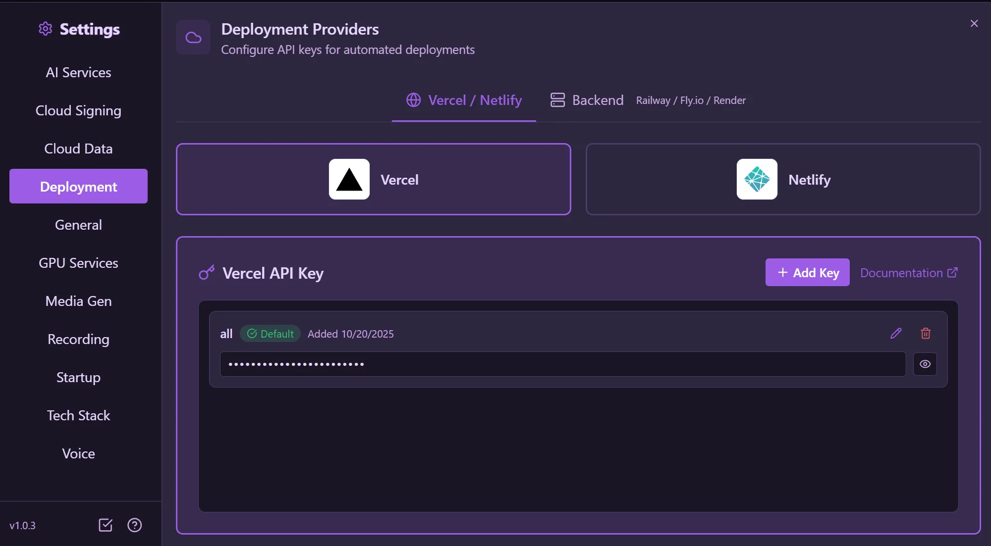 Deployment providers for Vercel, Netlify, and Cloudflare frontend hosting
